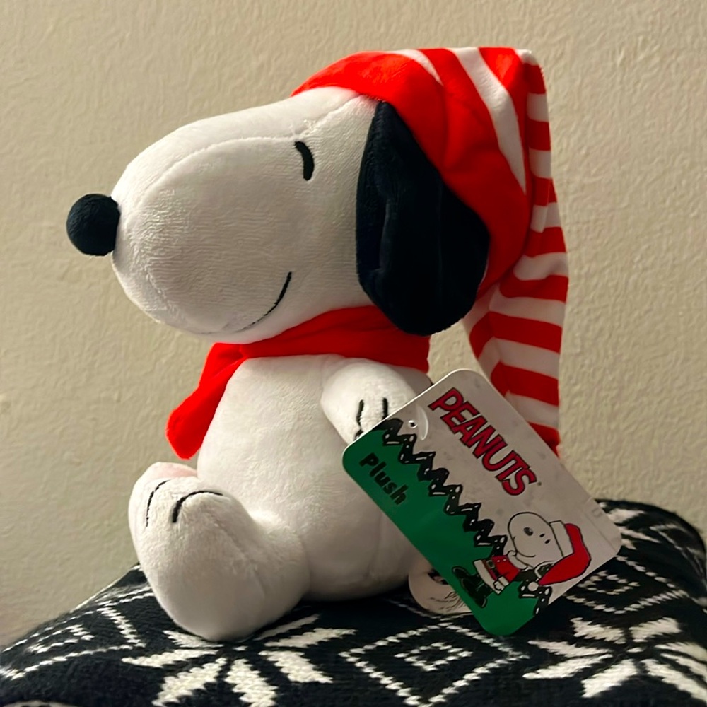 Snoopy plushie stuffed animal winter holiday